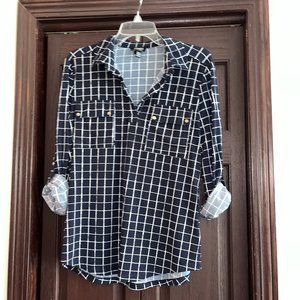 Jones New York Women's Dressy Shirt Navy Medium